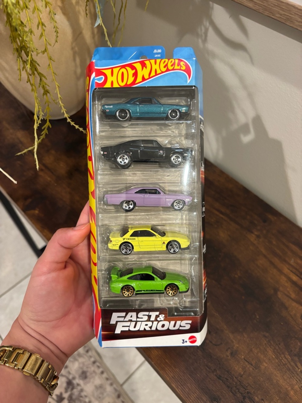 Hot Wheels Fast & Furious 5-Car Pack — Teal, Black, Purple, Yellow & Green